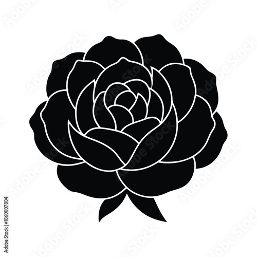 Peony Silhouette Icon Vector Illustration