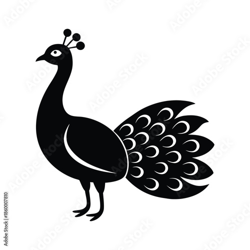Peacock Silhouette Icon Vector Illustration