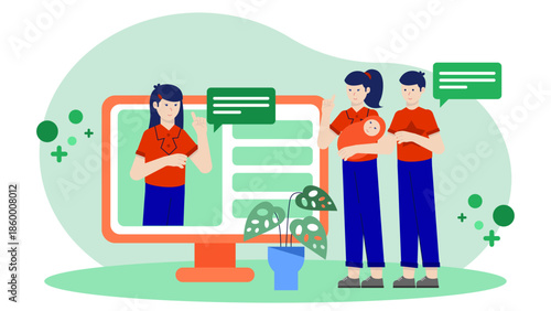 Online Support for New Parents. Flat Vector Illustration
