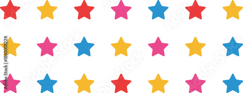 Colorful star rating icons collection, flat design symbols for feedback reviews, satisfaction evaluation, modern vector illustration set