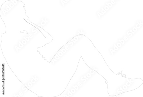 Simple Line Art Silhouette of Person Doing Sit Up or Crunch Exercise Fitness Workout Vector