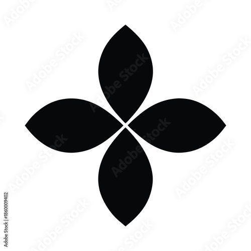 Geometric Flower Four Petal Icon Vector Illustration