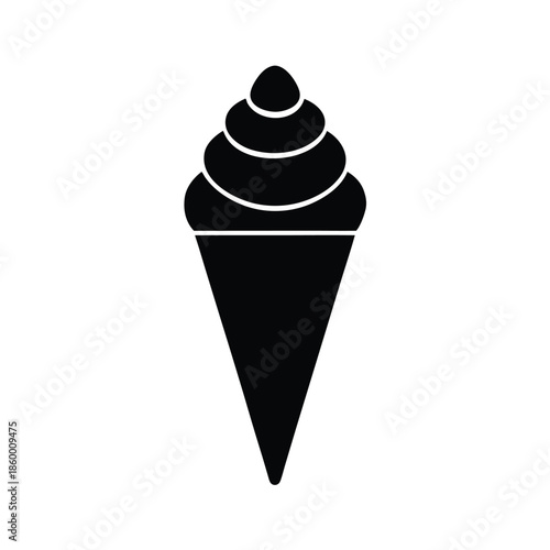 Ice Cream Cone Silhouette Icon Vector Illustration