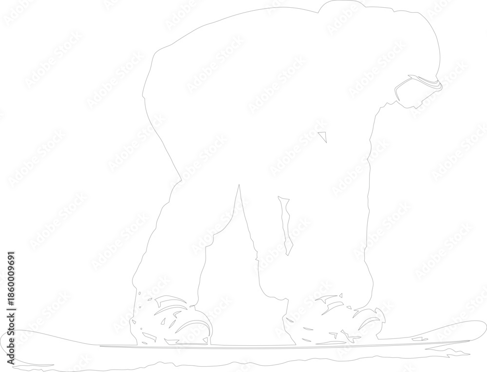 Obraz premium Snowboarder Line Art Outline Vector Illustration Winter Sport Athlete Silhouette
