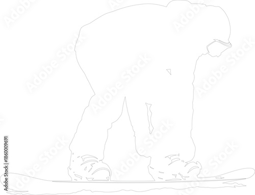 Snowboarder Line Art Outline Vector Illustration Winter Sport Athlete Silhouette