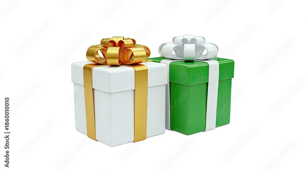 Obraz premium Two decorated gift boxes with ribbons and bows