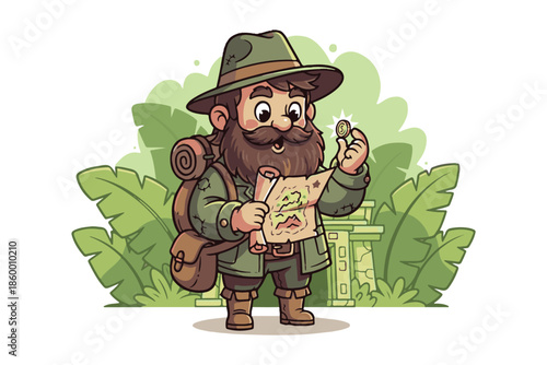Funny cartoon 3d illustration of an Irish St Patrick Day leprechaun character wearing a green military army soldier hat and holding a pot as a funny holiday explorer guy