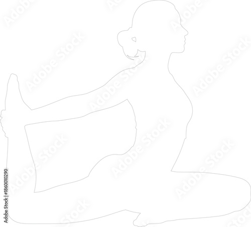 Minimalist Vector Outline of Woman Practicing King Pigeon Yoga Pose Silhouette