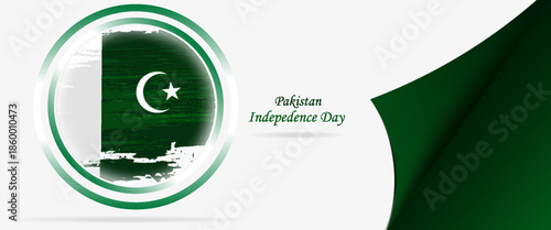 Happy independence day of Pakistan. Watercolor brush stroke flag background. Modern national country flag with Abstract watercolor grunge brush flag