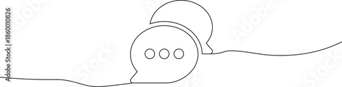 A minimalist line drawing of a speech bubble with an ellipsis, symbolizing conversation and thought.