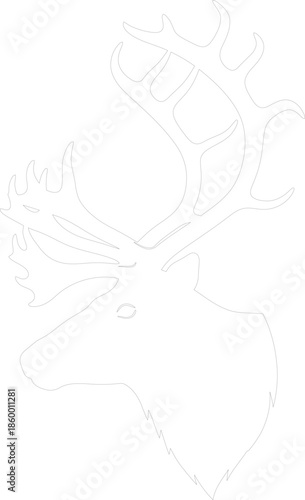 Minimalist Elk or Deer Head Outline Vector Line Art with Majestic Antlers
