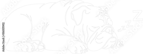 Sleeping Bulldog Outline Vector Illustration with Zzz Symbols Cute Snoring Dog Line Art Graphic Resource