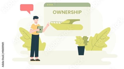 Digital Platform for Fractional Yacht Ownership. Flat Vector Illustration