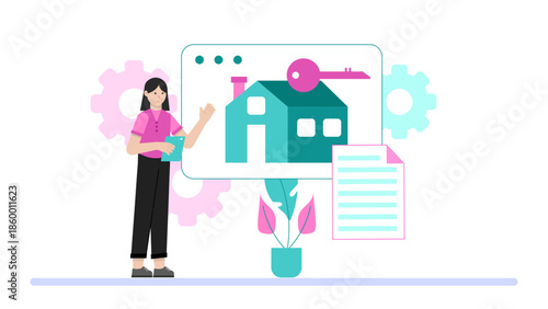 Online Platform for Resolving Landlord-Tenant Disputes. Flat Vector Illustration
