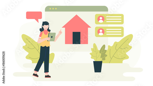 Online Platform for Resolving Landlord-Tenant Disputes. Flat Vector Illustration