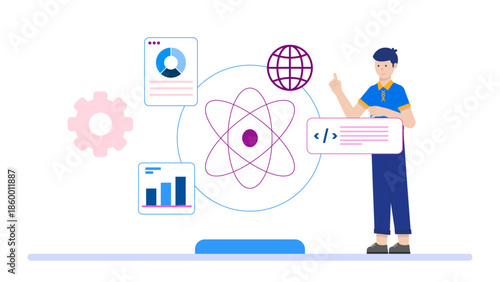 Sales Team Hosting Online Product Demo for Leads. Flat Vector Illustration