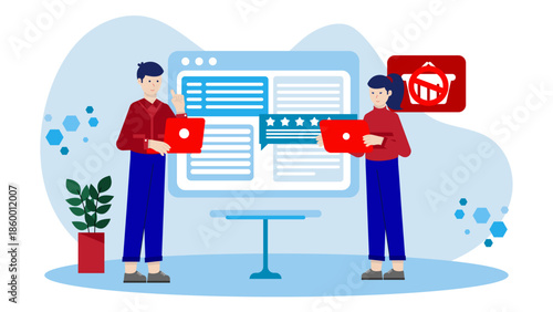 Online Platform for Resolving Online Marketplace Disputes. Flat Vector Illustration