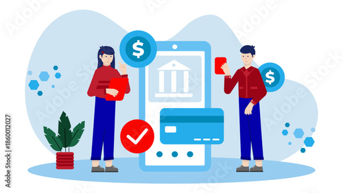 Digital Bank Offering Real-Time Expense Categorization. Flat Vector Illustration