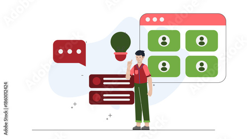 Remote Team Using Gamification for Training Modules. Flat Vector Illustration