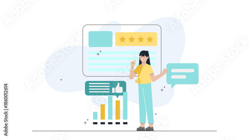 Corporate Team Using Sentiment Analysis on Customer Feedback. Flat Vector Illustration