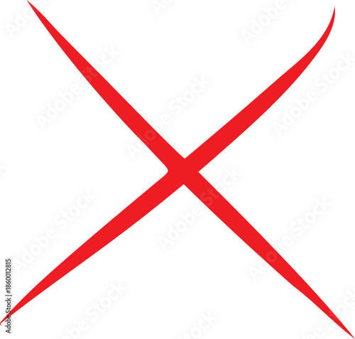 Red x mark symbol isolated on transparent background