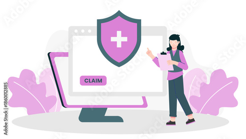 Online Platform for Resolving Insurance Claim Disputes. Flat Vector Illustration