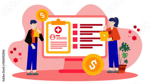 Online Platform for Resolving Insurance Claim Disputes. Flat Vector Illustration