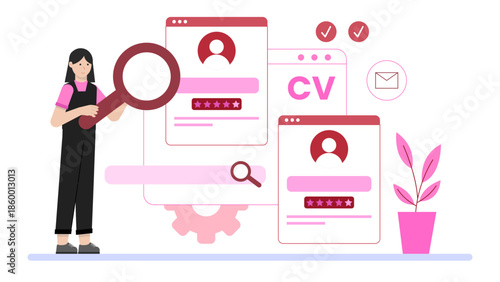 Digital Service for Creating Interactive Resumes. Flat Vector Illustration