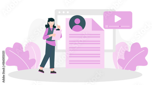 Digital Service for Creating Interactive Resumes. Flat Vector Illustration