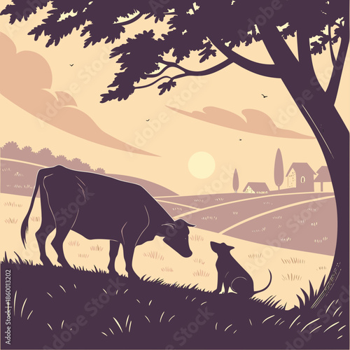 A stylized illustration depicts a person walking through an opening framed by a radiating sunburst and concentric circles pattern