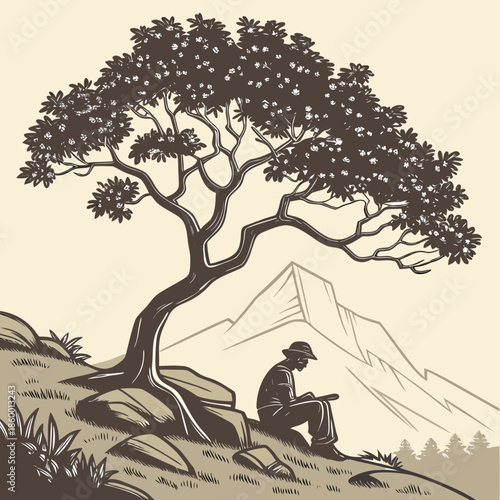 A charming illustration depicts various makeup items eyeshadow palette lipsticks brushes and a cosmetic bag arranged on a stylish surface