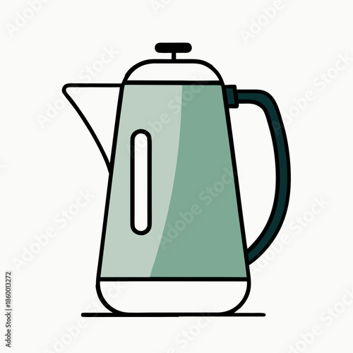 green vintage-style coffee percolator, kettle isolated on white background