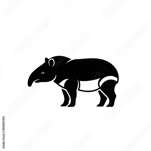 Stylized Black Tapir Side View Graphic Icon Design Element