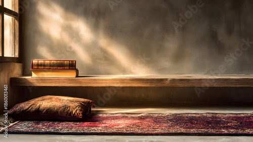 A Devout Person Offers Sincere Prayer Peacefully in Living Room