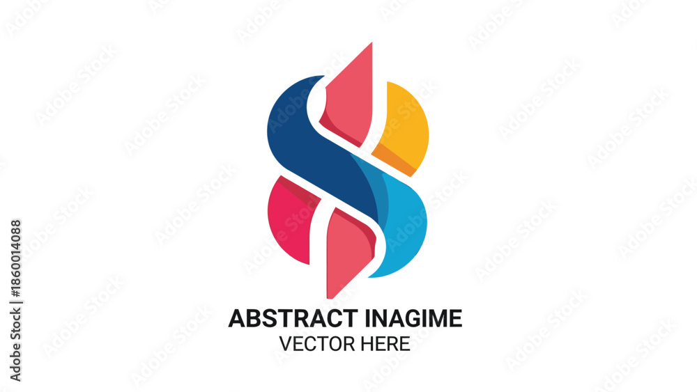 Fototapeta premium Colorful abstract logo design with intertwined shapes and vibrant hues.
