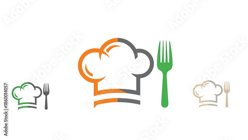 Chefs hat and fork, culinary symbol, representing cooking and food preparation, kitchen utensils.