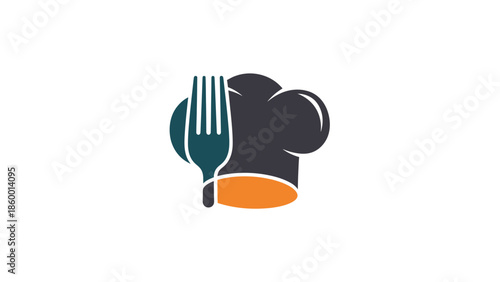 Chefs hat and fork logo, representing culinary expertise and food preparation, perfect for restaurants.