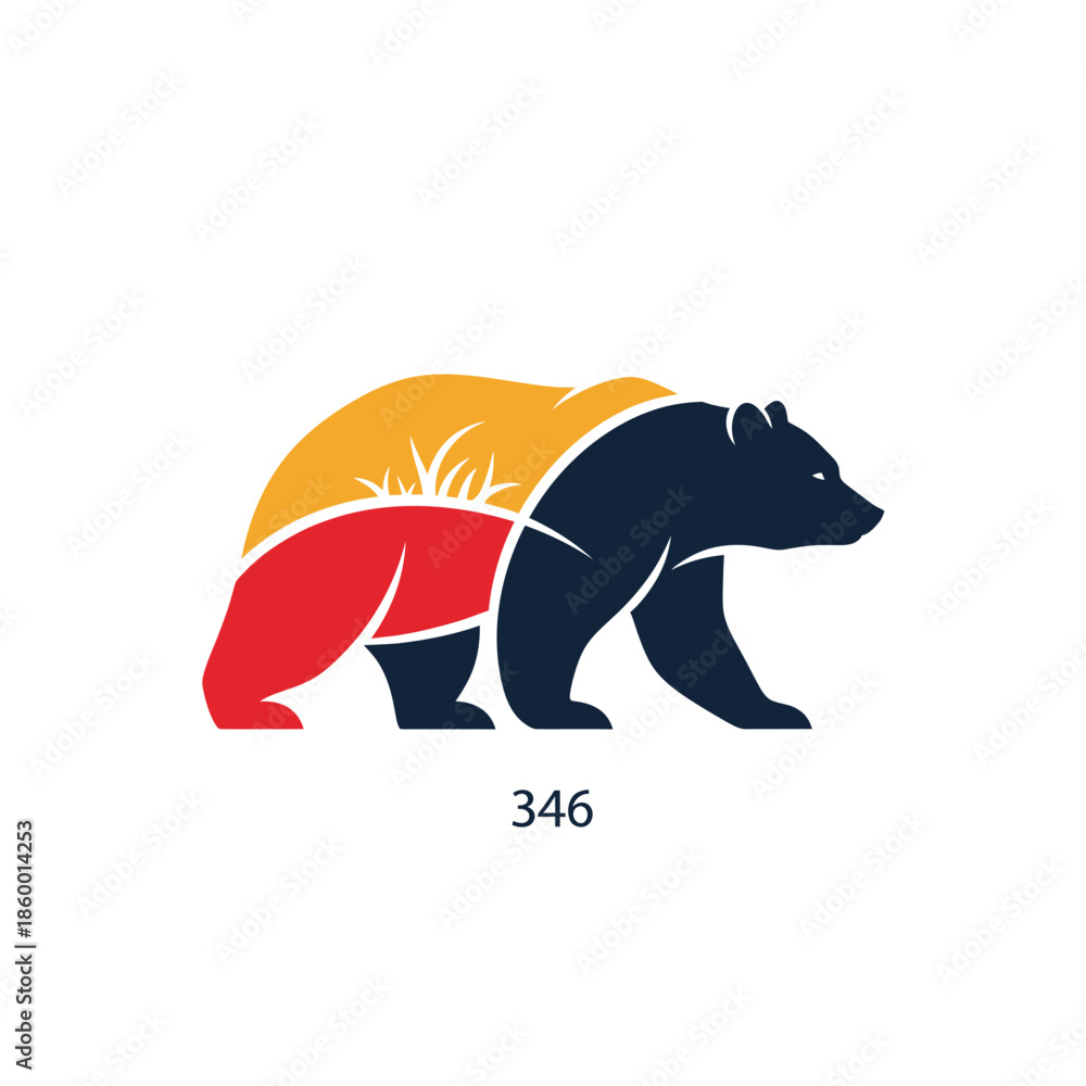 Obraz premium Colorful bear illustration with vibrant hues and a unique artistic design, perfect for various creative projects.