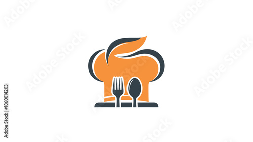 Chefs hat with fork and spoon, representing culinary arts and food preparation.
