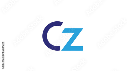 CZ logo design with blue and cyan colors, modern and simple.