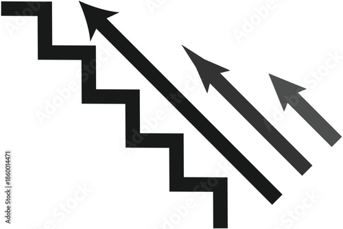 A simple black curved arrow pointing upwards. This versatile graphic is perfect for use in presentations, reports, and infographics to highlight information, indicate growth