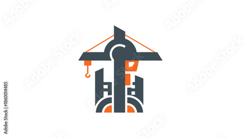 Construction crane logo design representing building and industry concepts.