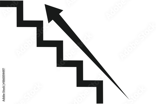 Dynamic black curved arrow icon with a swooping body and sharp arrowhead pointing up and right.