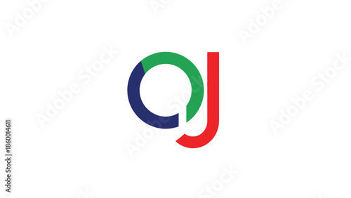 Creative and colorful logo design featuring the letters O and J, modern and abstract.