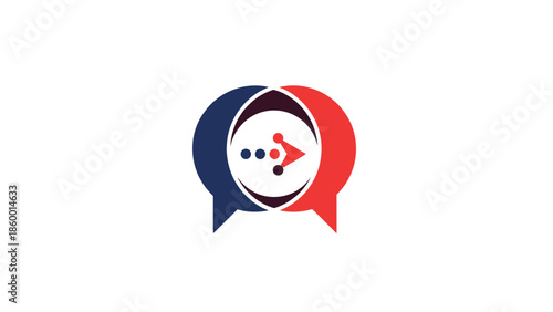 Communication and connection concept with speech bubbles and arrow.