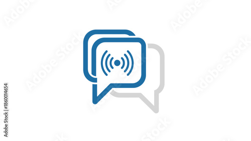 Communication and connectivity concept represented by speech bubbles and signal icon.