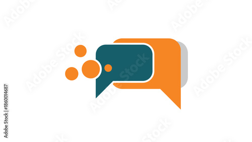 Communication concept represented by speech bubbles with orange and blue colors.