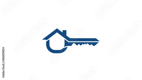House key logo design representing real estate and property ownership concept.