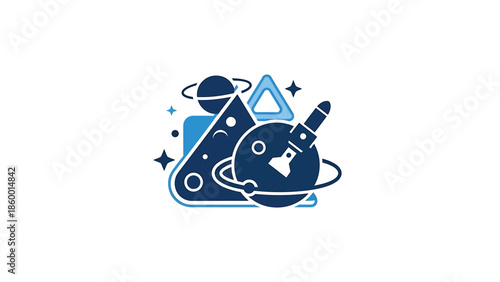 Creative illustration of space exploration and scientific discovery with planets and rockets.
