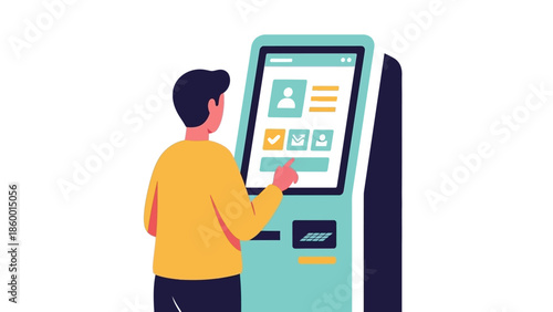 Person Interacting with a Digital Self-Service Kiosk